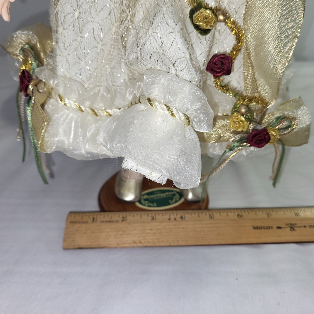 Bearington Collection Porcelain Angel Doll Cream Gold Lace 18 Inch Holiday Decor - Picture 4 of 9